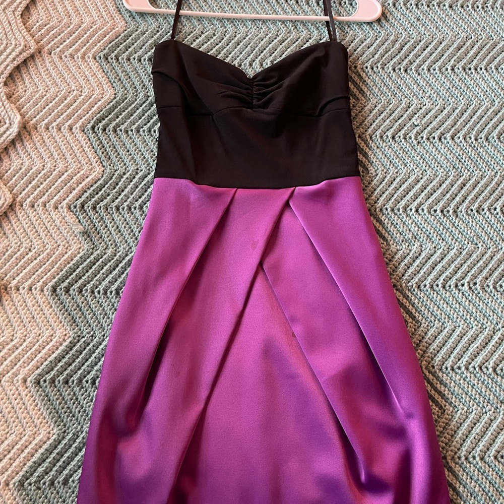 As U Wish Purple and Black Ruched Pleated Dress